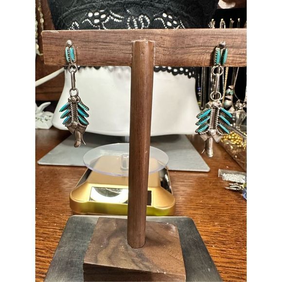 Old pawn southwestern sterling silver turquoise earrings